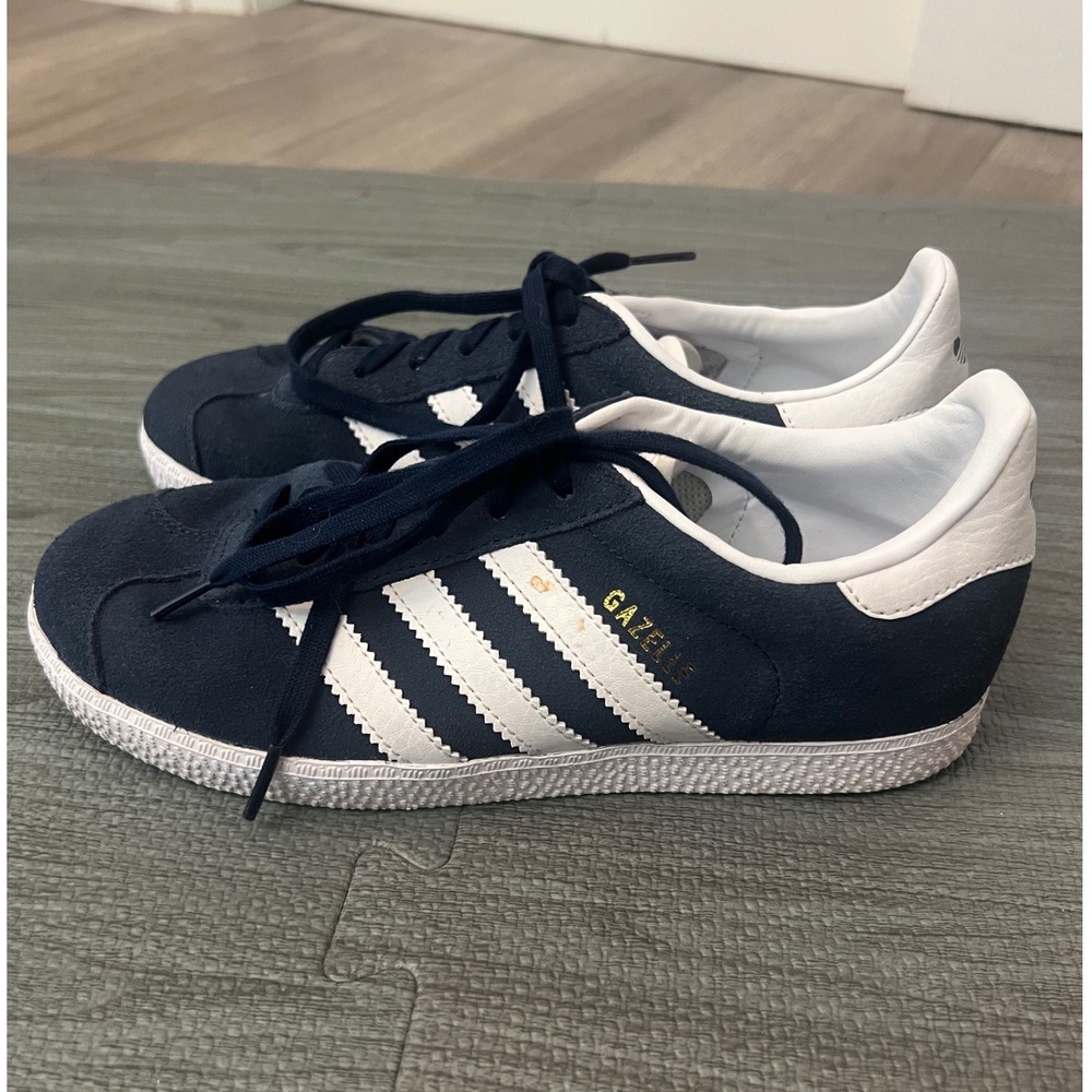Adidas Gazelle J Kids Navy White Suede Sneakers Size 3.5Y - Picture 4 of 6
